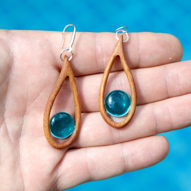 Nice Wood resin earrings Epoxy resin art Wood carved jewelry Etsy