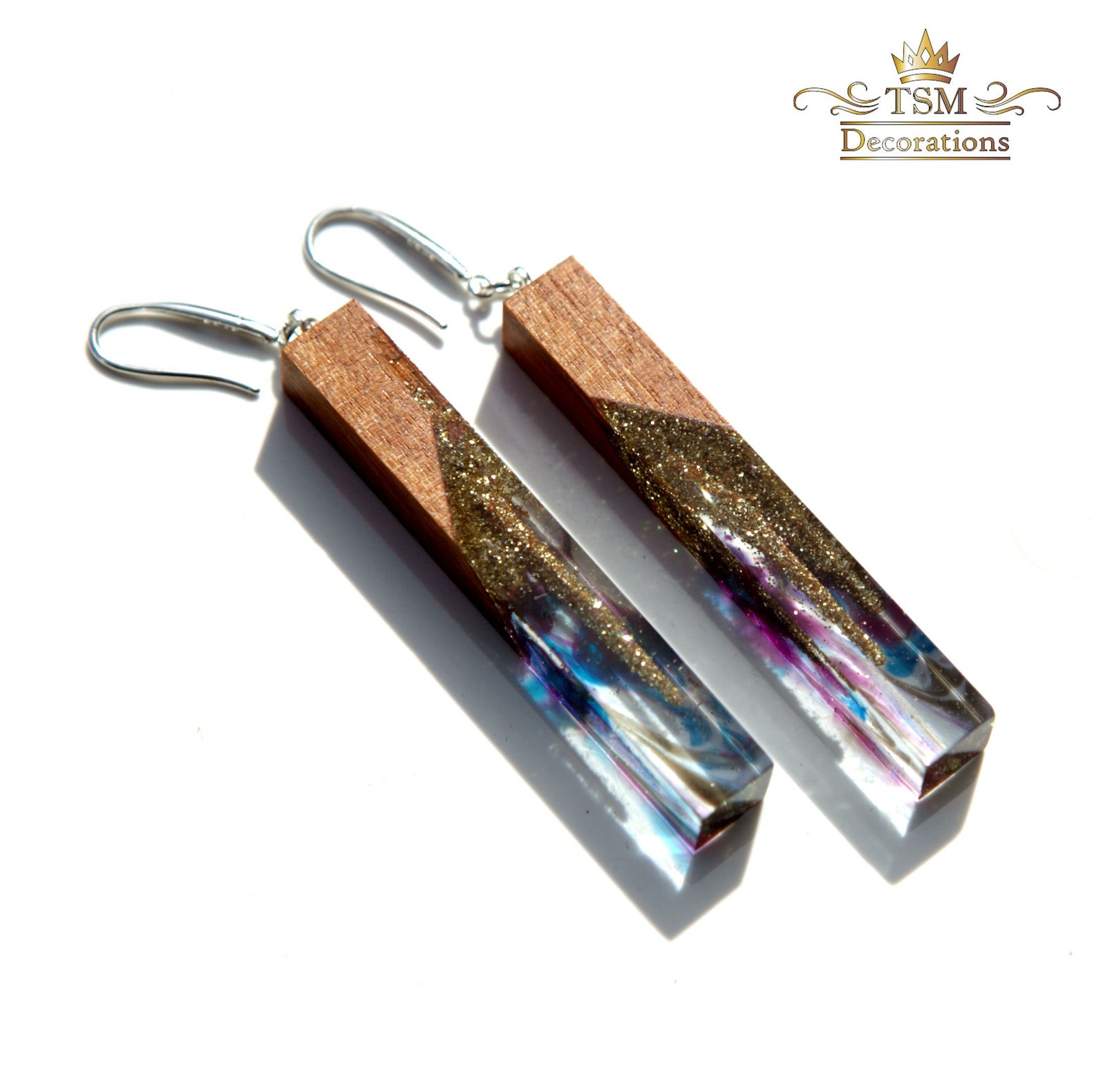 Wood Resin Earrings Wood Resin Jewelry Wood Epoxy Earrings Etsy