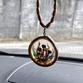 Dried Mushroom Boho Car Charms Wood Resin car mirror charms Real Mushroom epoxy resin art Birthday Gifts for Her product logo