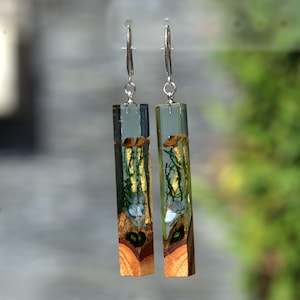 Echte Pilz Holz Harz Ohrringe: Handgefertigte Moos Schmuck Resin art