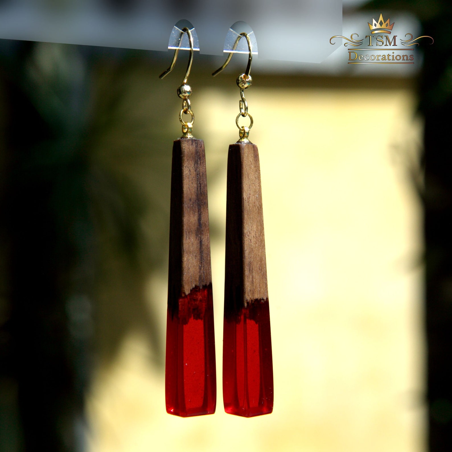Wood Resin Earrings Dangle Earrings Epoxy Wood Epoxy Earrings Etsy