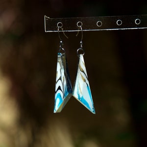 Marble effect Resin earrings. Triangle Epoxy earrings. Handmade abstract geometric earrings. Epoxy resin art earrings. Epoxy jewelry. image 5