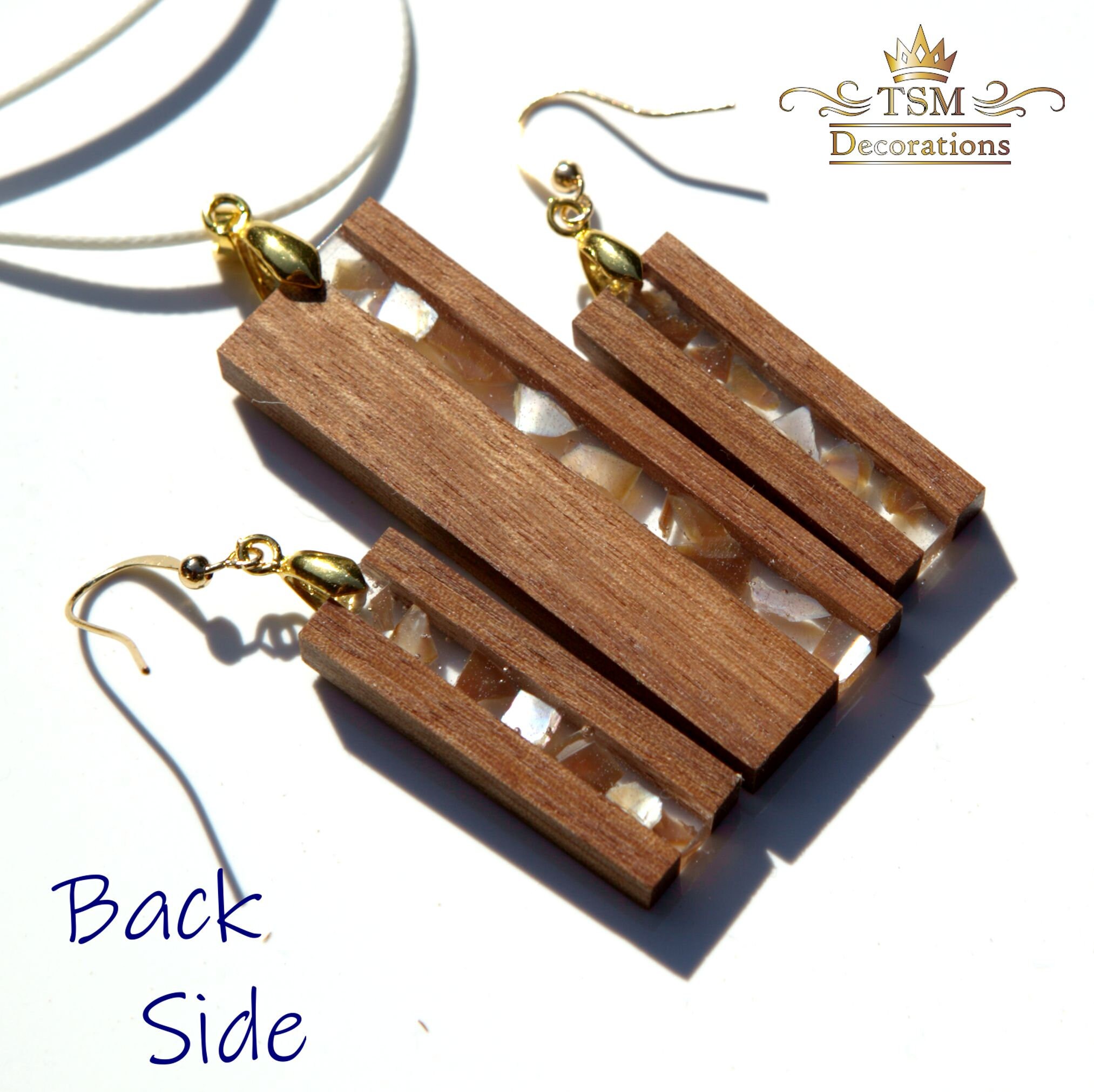 Wood Resin Jewelry Set. Wood Epoxy Art Earrings Handmade. Wood Etsy