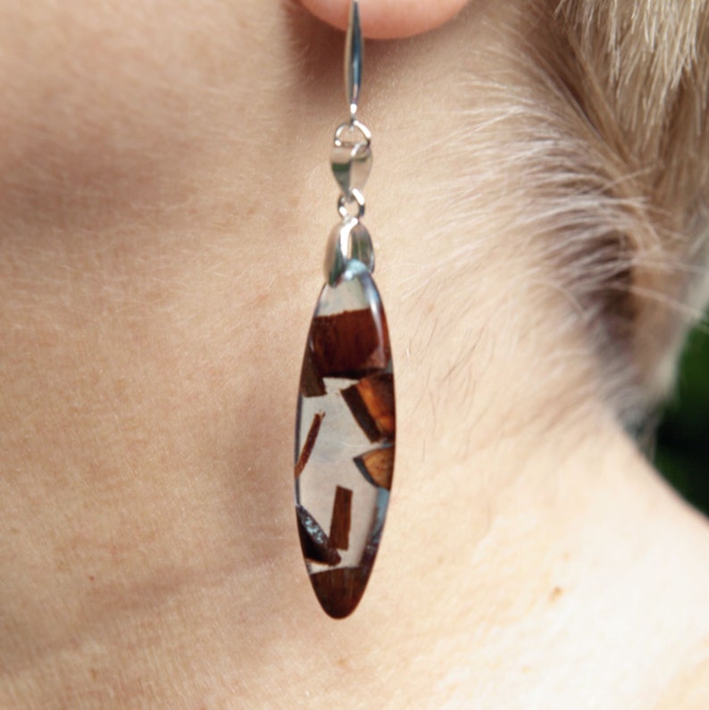 Resin art pendant dainty necklace bohemian earrings best friend gift