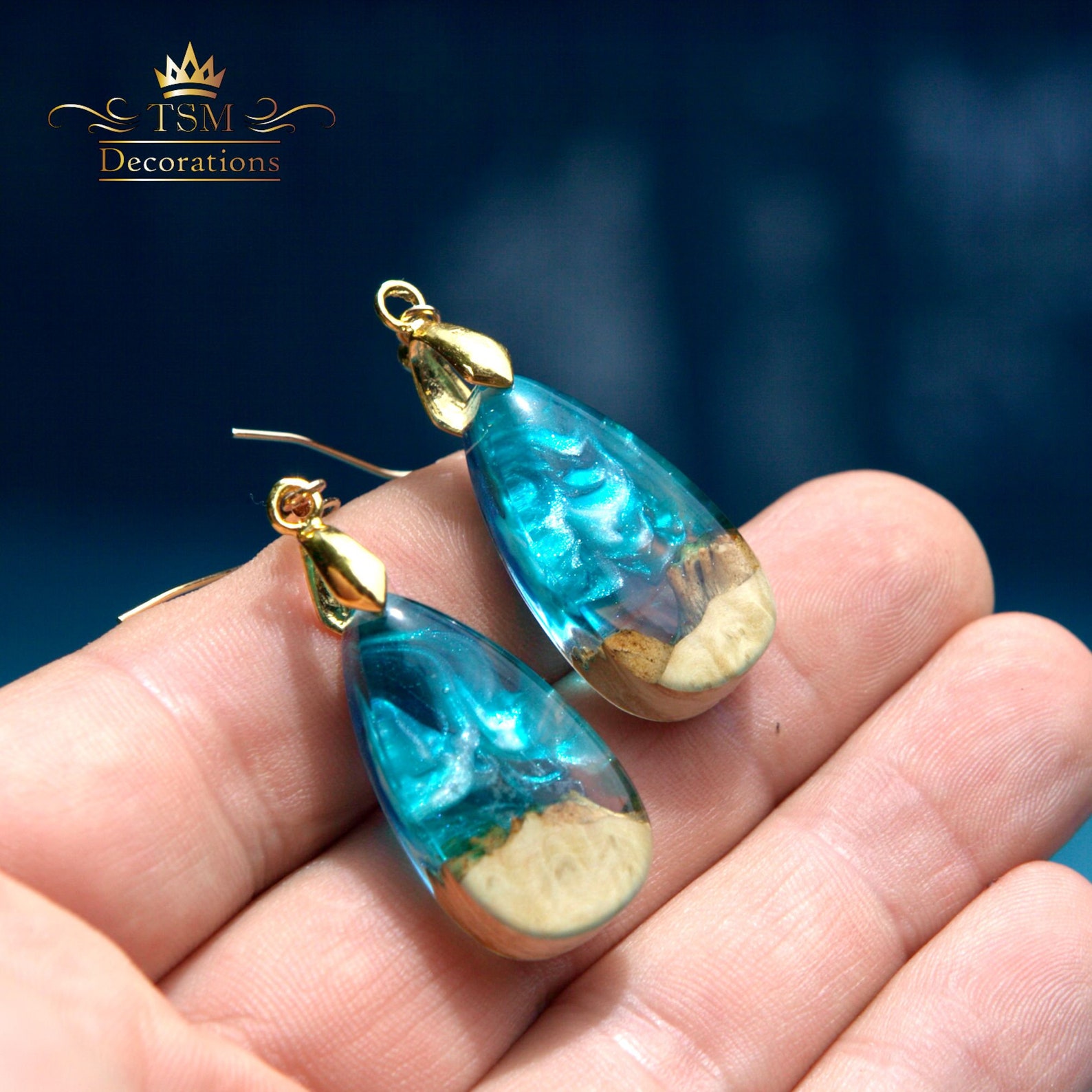 Wood Resin Earrings Wood Resin Jewelry Wood Epoxy Earrings Etsy