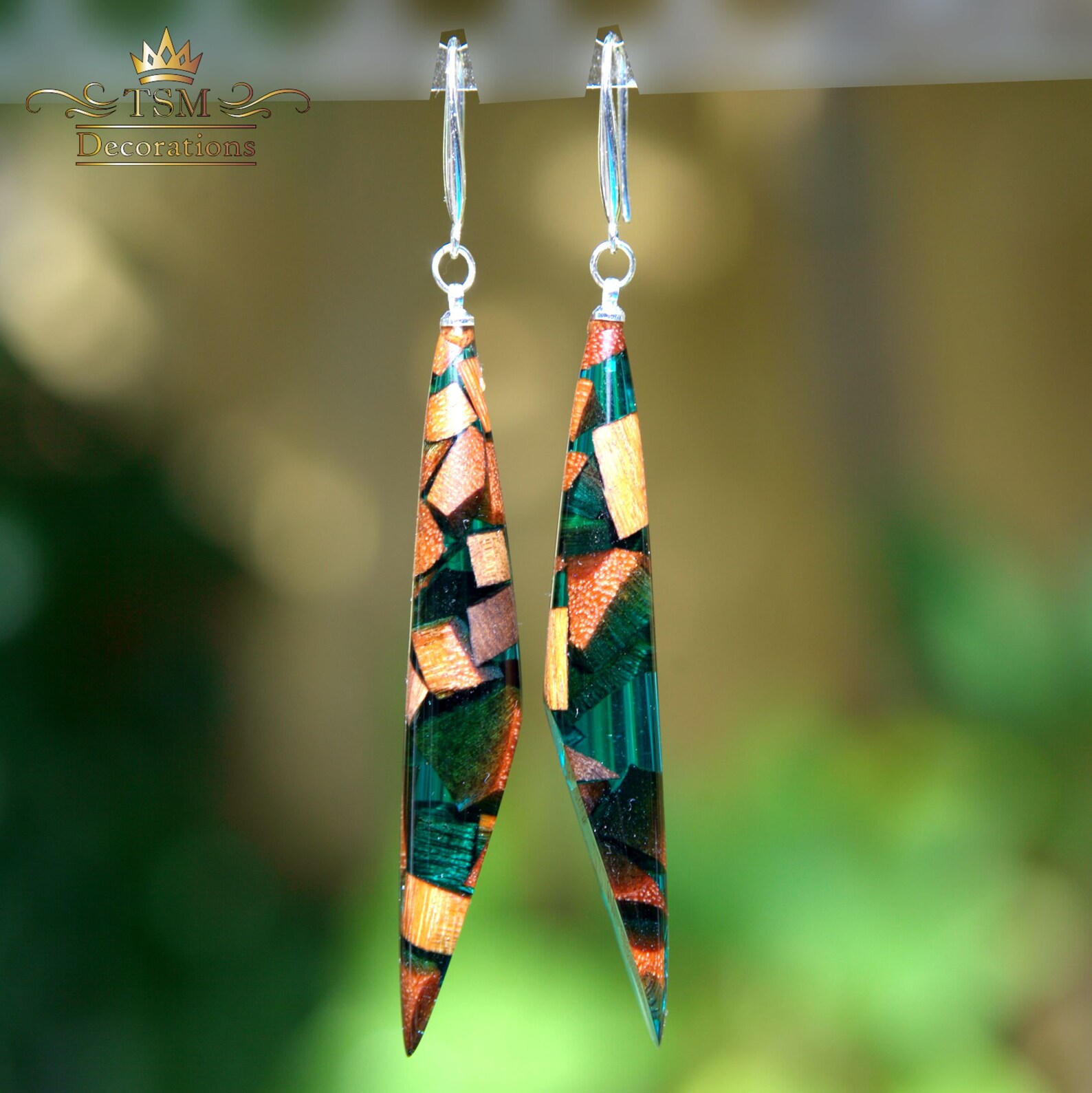 Wood Resin Earrings Wood Epoxy Earrings Dangle Resin Art Epoxy Etsy