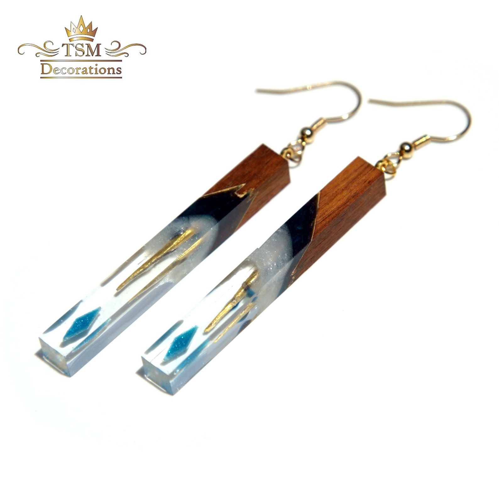 Wood and Resin Earrings Epoxy Resin Jewelry Wood Epoxy Etsy