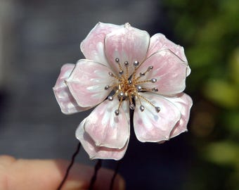 Fermaglio per capelli a forma di rosa - Gioielli artigianali in resina con fiori selvatici, accessori per capelli da donna