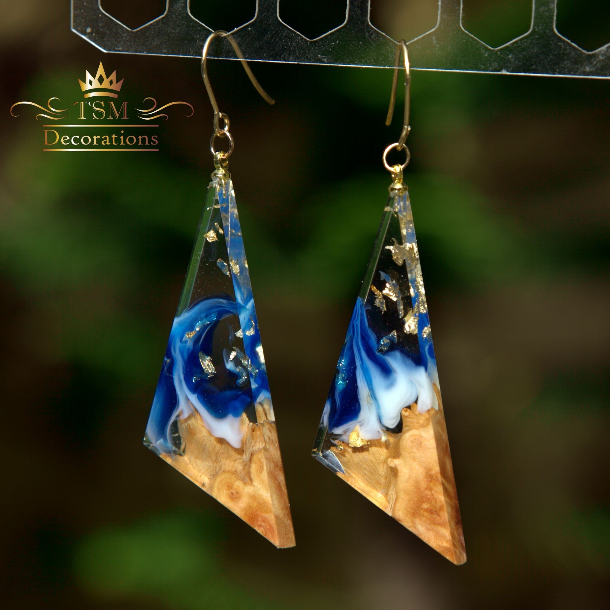 wood and resin earrings