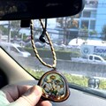 Dried Mushroom Car Charm: Wood Resin Epoxy Art, Boho Car Mirror Decor product logo