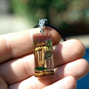 Mushroom crystal Pendant necklace. Crystal terrarium necklace. 3d resin art gift for women. image 3