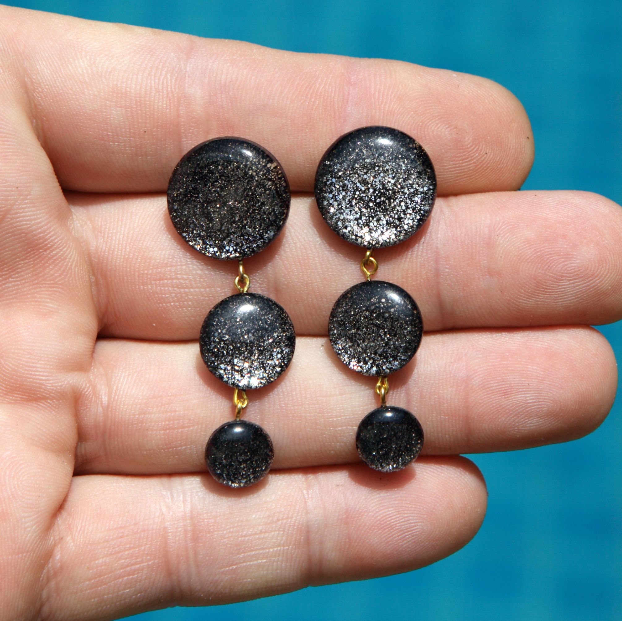 Statement Resin Earrings Stud Epoxy Earrings Handmade Epoxy Etsy