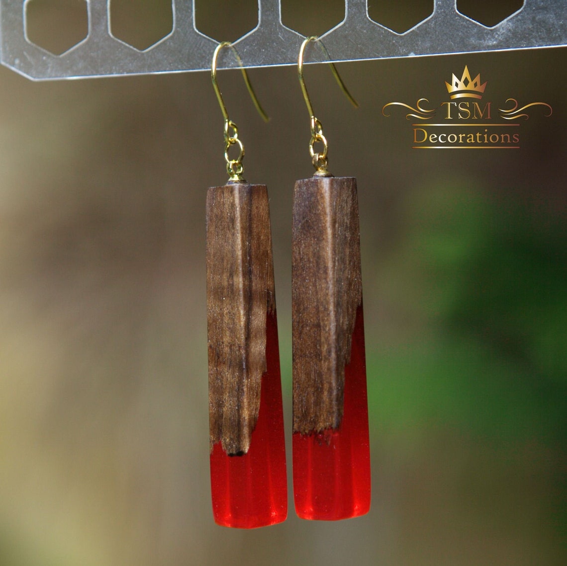Wood Resin Earrings dangle Earrings Epoxy Wood epoxy earrings Etsy