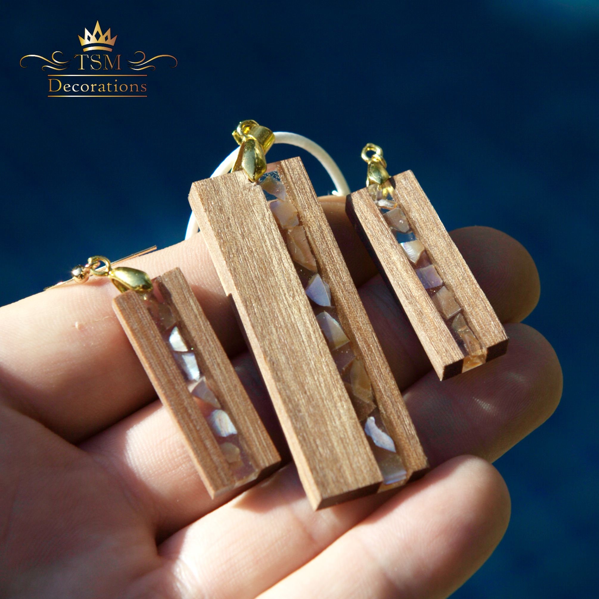 Wood Resin Jewelry Set. Wood Epoxy Art Earrings Handmade. Wood Etsy