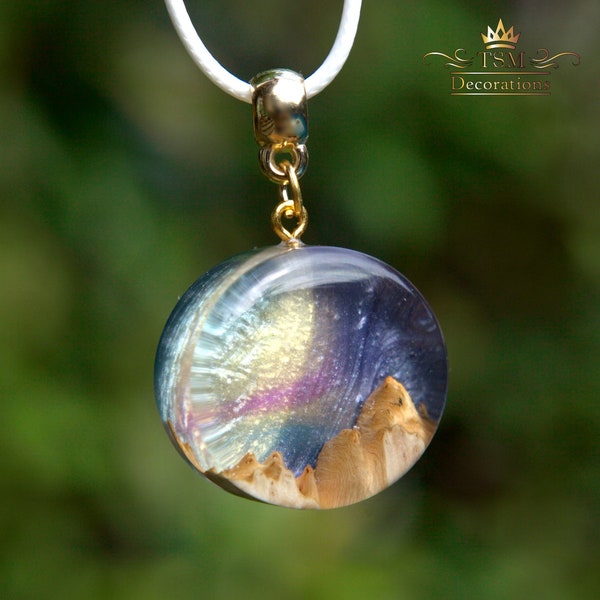 Wood Resin Necklace Etsy