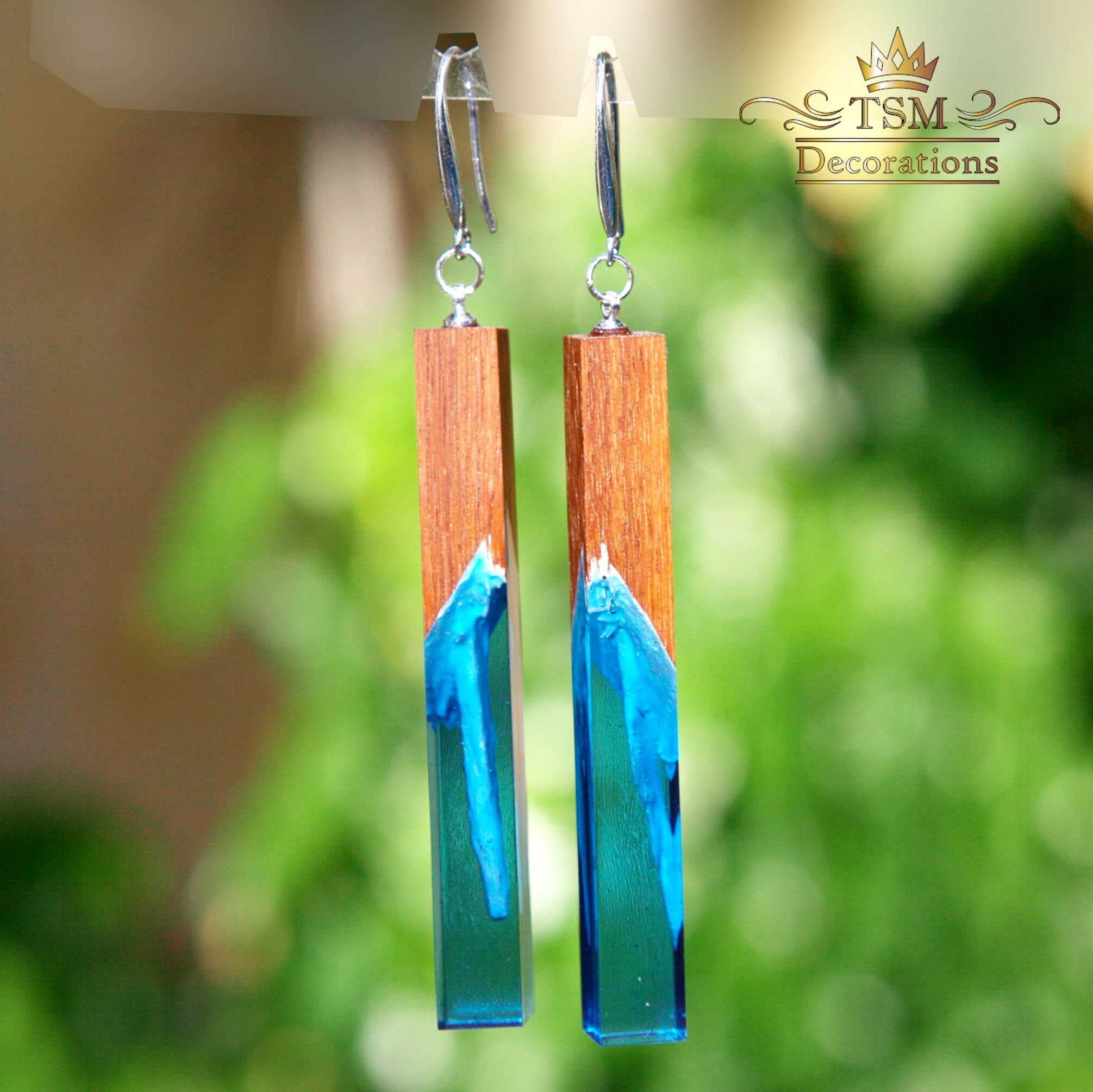 Wood Resin Earrings Handmade Wooden Earrings for Woman Resin Etsy