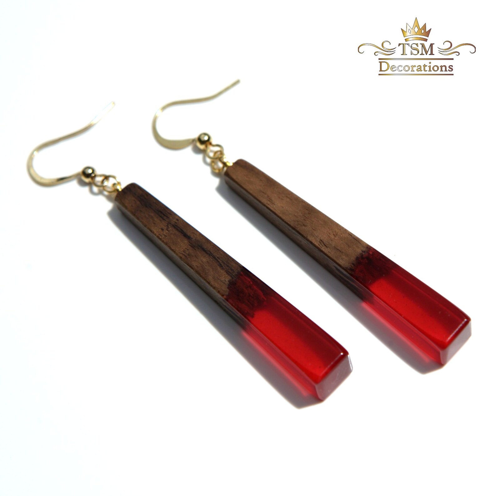 Wood Resin Earrings Dangle Earrings Epoxy Wood Epoxy Earrings Etsy