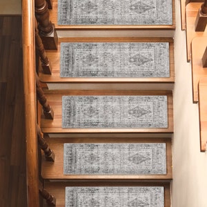 Non Slip Stair Tread Rugs, Stair Carpet Rug, Soft Surface Step Rug, Landing Rug and Variety of Colors Available, Pet and Kids Friendly ST215