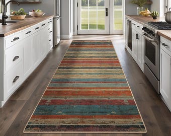 Tappeto antiscivolo da cucina, tappeto da corridoio, tappetino per lavanderia, corridoio, ingresso, pelo corto, lavabile in lavatrice, sicuro per animali domestici e bambini, dimensioni personalizzate disponibili KR062