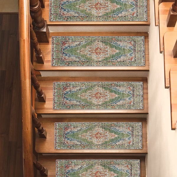 Non Slip Stair Tread Rugs, Stair Carpet Rug, Soft Surface Step Rug, Landing Rug and Variety of Colors Available, Pet and Kids Friendly ST179