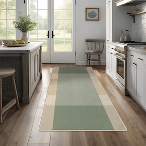 Non-Slip Kitchen Rug, Runner Rug, Laundry Mat, Hallway, Entryway, Low Pile Machine Washable, Pet & Kids Safe, Custom Size Available KR197