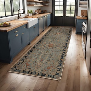 Tappeto antiscivolo da cucina, tappeto da corridoio, tappetino da lavanderia, corridoio, ingresso, pelo corto, lavabile in lavatrice, sicuro per animali domestici e bambini, dimensioni personalizzate disponibili KR071
