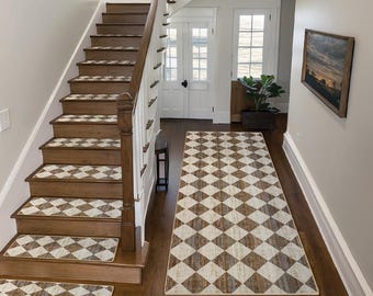 Non Slip Stair Tread Rugs, Soft Surface Step Rug, Custom Size, Landing Rug and Variety of Colors Available, Pet and Kids Friendly ST410