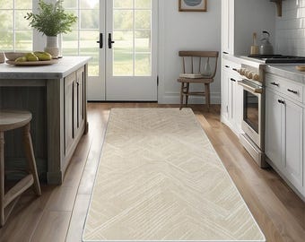 Non-Slip Kitchen Rug, Runner Rug, Laundry Mat, Hallway, Entryway, Low Pile Machine Washable, Pet & Kids Safe, Custom Size Available KR021
