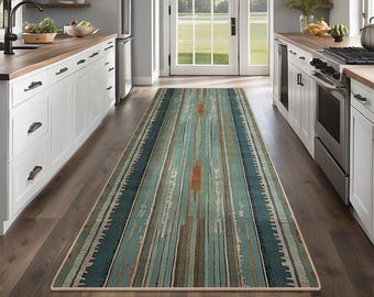 Non-Slip Kitchen Rug, Runner Rug, Laundry Mat, Hallway, Entryway, Low Pile Machine Washable, Pet & Kids Safe, Custom Size Available KR060