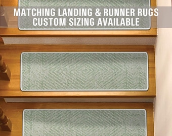 Non Slip Stair Tread Rugs, Soft Surface Step Rug, Custom Size, Landing Rug and Variety of Colors Available, Pet and Kids Friendly ST322