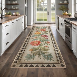 Non-Slip Kitchen Rug, Runner Rug, Laundry Mat, Hallway, Entryway, Low Pile Machine Washable, Pet & Kids Safe, Custom Size Available KR053 image 5