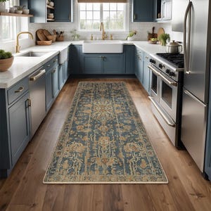 Non-Slip Kitchen Rug, Runner Rug, Laundry Mat, Hallway, Entryway, Low Pile Machine Washable, Pet & Kids Safe, Custom Size Available KR041