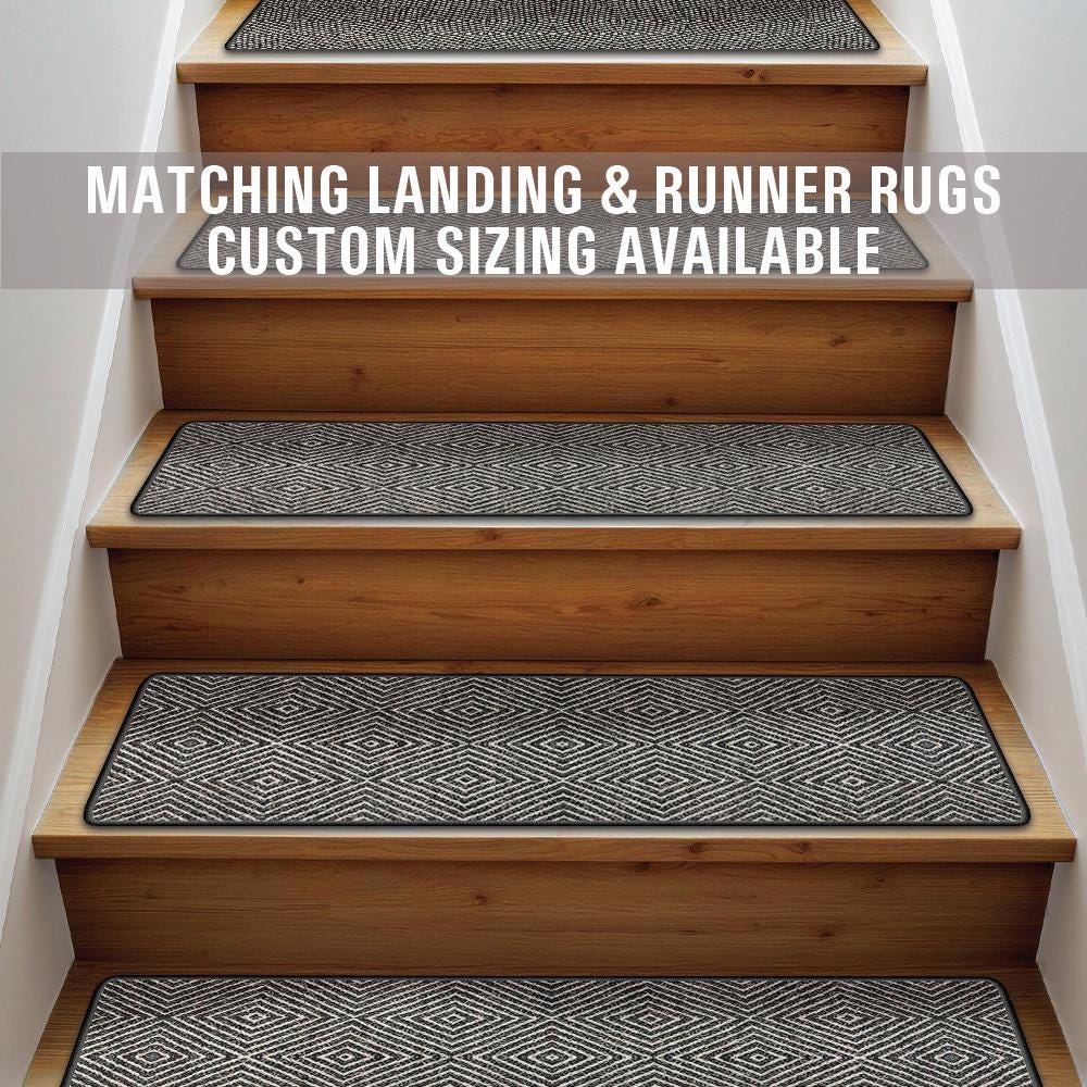 Non Slip Stair Tread Rugs, Soft Surface Step Rug, Custom Size, Landing Rug and Variety of Colors Available, Pet and Kids Friendly ST122
