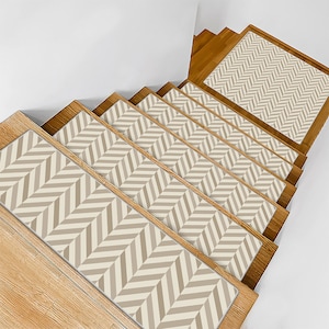 Chevron Style Non Slip Stair Tread Rugs, Stair Carpet Rug, Soft Surface Step Rug, Landing Rug & Colors Available Pet and Kids Friendly ST024