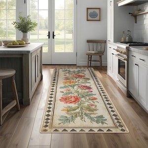 Non-Slip Kitchen Rug, Runner Rug, Laundry Mat, Hallway, Entryway, Low Pile Machine Washable, Pet & Kids Safe, Custom Size Available KR053 image 3
