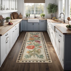 Non-Slip Kitchen Rug, Runner Rug, Laundry Mat, Hallway, Entryway, Low Pile Machine Washable, Pet & Kids Safe, Custom Size Available KR053 image 4