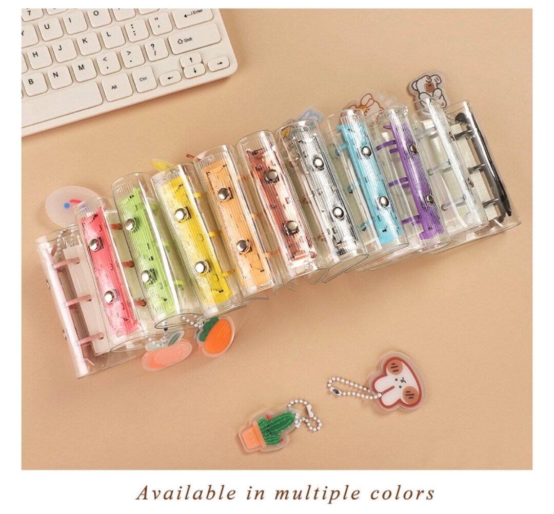Creative Cute Transparent 3 Ring Mini Loose-leaf Hand Book Student Portable Notebook Ring Binder Kawaii School Supplies