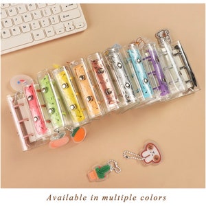 Creativo lindo transparente 3 anillos Mini libro de mano de hojas sueltas estudiante portátil carpeta de anillas Kawaii útiles escolares
