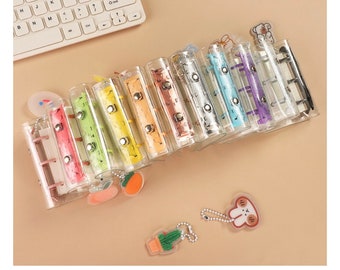 Creative Cute Transparent 3 ring Mini Loose-leaf Hand Book Student Portable Notebook ring binder Kawaii School Supplies