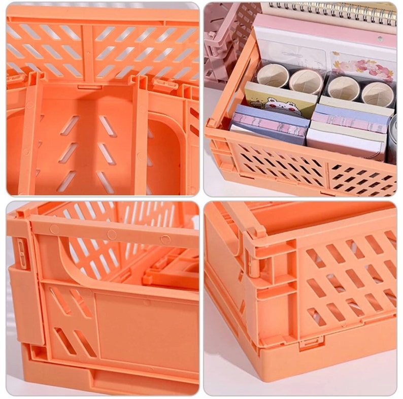 Medium Folding Plastic Storage Crates Box Collapsible Storage Etsy