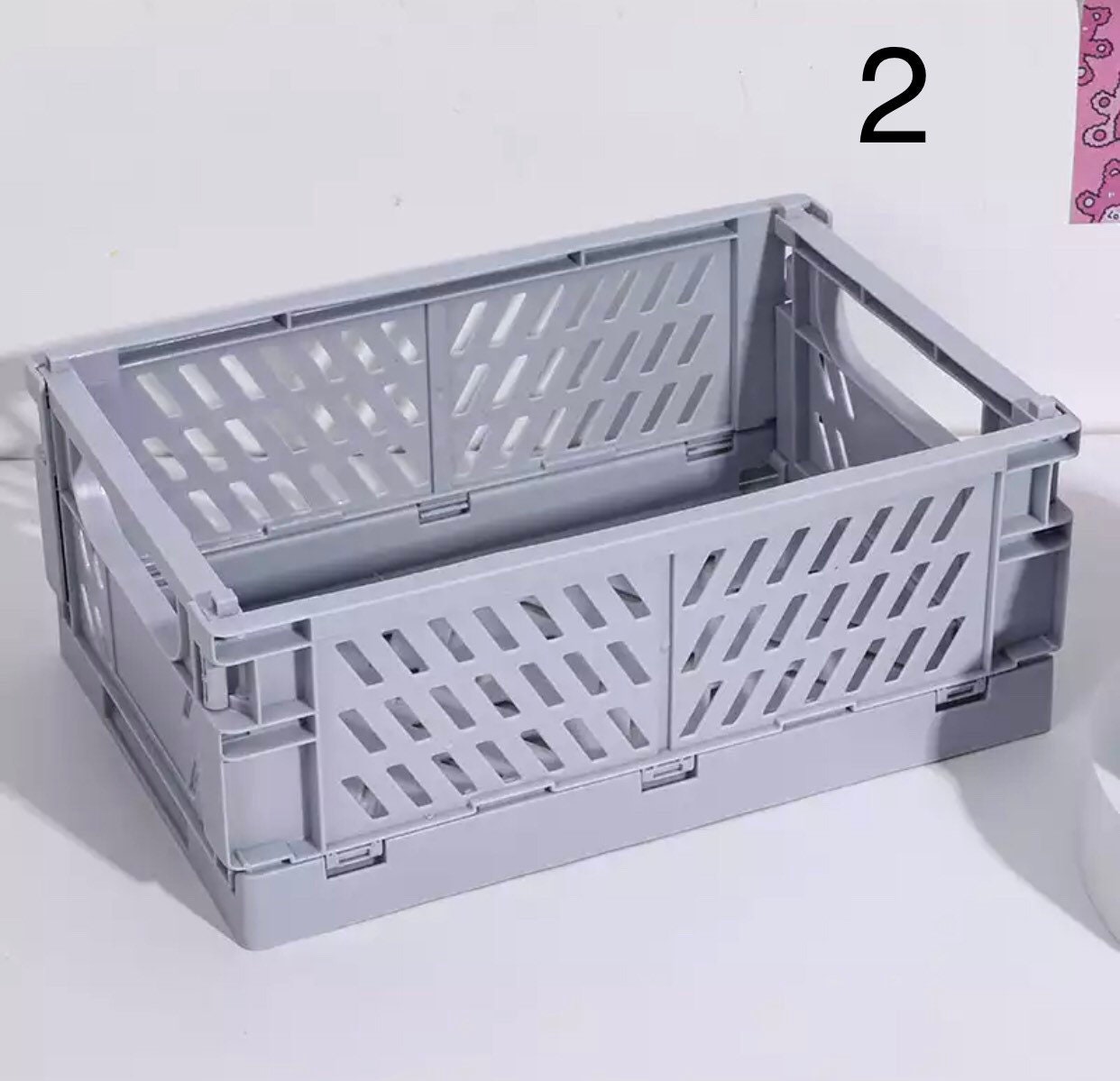 Medium Folding Plastic Storage Crates Box Collapsible Storage Container  Desktop Cosmetic Storage Basket Home Office Organizer Box 