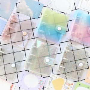 Colorful Transparent Glitter Mini 3 Ring Binder Diary Journal Notebook Hand Book Kawaii Stationery Scrapbooking School Supplies