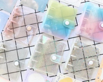 Kleurrijke Transparante Glitter Mini 3 Ring Binder Dagboek Dagboek Notebook Handboek Kawaii Briefpapier Scrapbooking School Benodigdheden