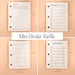 Mini binder refill paper - monthly/weekly/today/wishlist - 60 sheets 