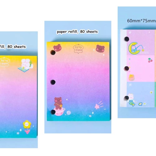 Kawaii Mini Binder Refill Paper 80 Sheets Etsy