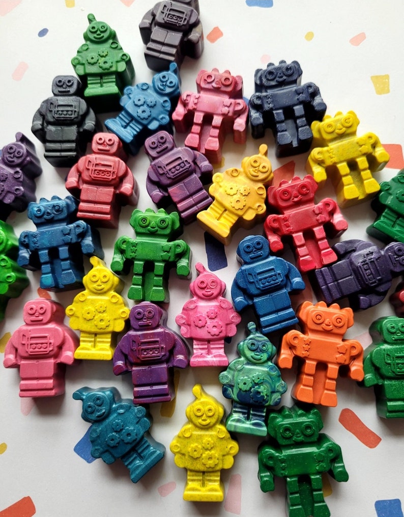 Colorful Robot Crayons Etsy