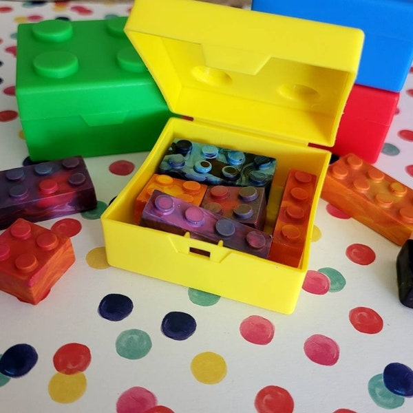 Building Brick Container & Crayon Set