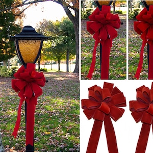 26 X 12 Large Wired Red Velvet Christmas Bow for Decorating