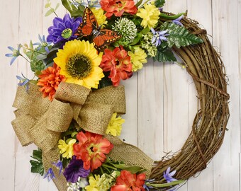 Silk Flower Wreath Etsy