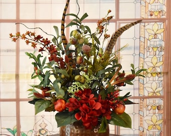 Pomegranate, Olive and Berry Silk Botanical Design